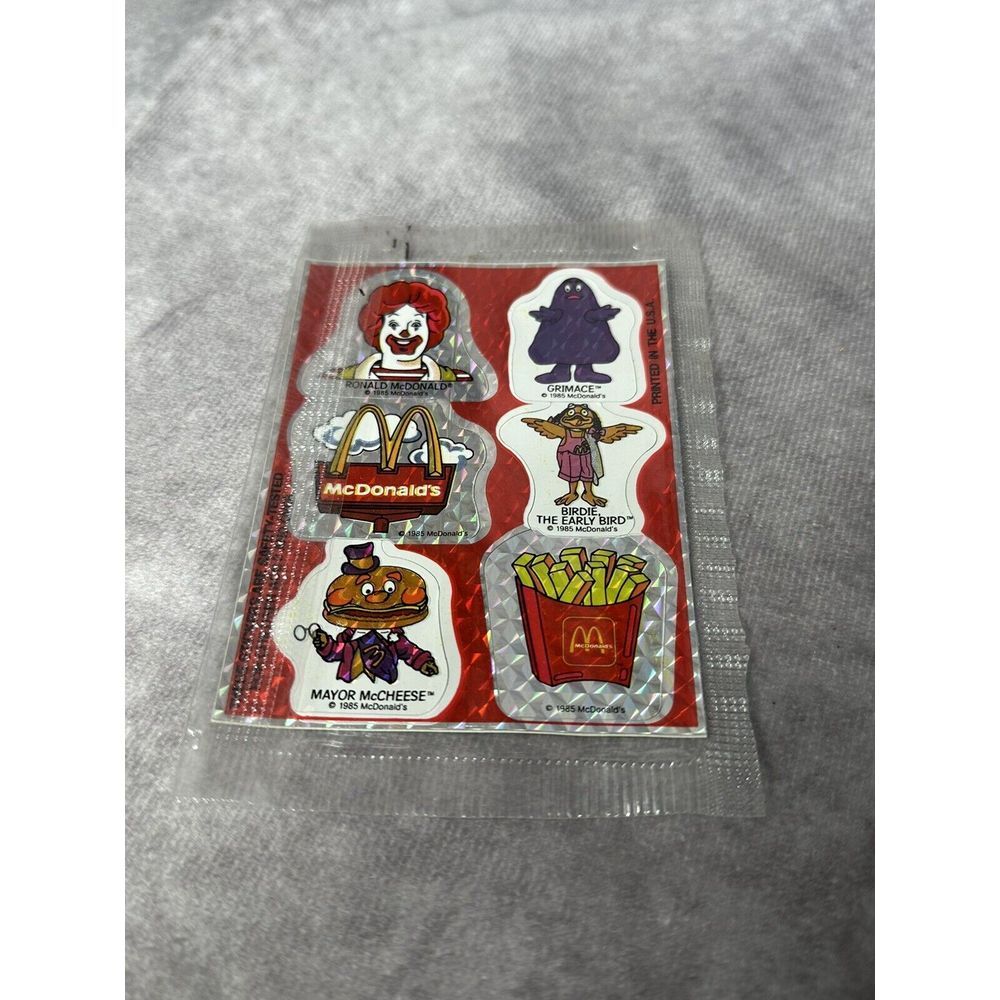 RARE HTF Vintage 1985 McDonald's 3"/4" Metallic Sticker‎ Sheet - Happy Meal